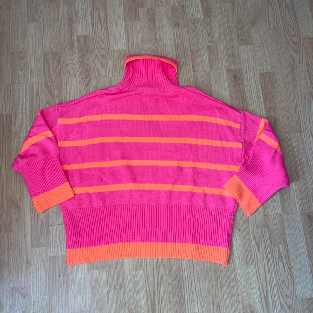 Davi & Dani Neon Pink and Orange Oversized Knit Loose Fit Sweater Size Medium - Picture 6 of 8